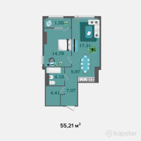 ЖК Прайм Парк 2 — 2-ком 55.2 м² (от 19,323,500 тг)