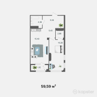 ЖК Прайм Парк 2 — 2-ком 59.6 м² (от 20,856,500 тг)