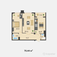 ЖК Престиж — 2-ком 70.4 м² (от 27,471,600 тг)