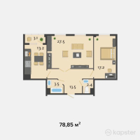 ЖК Престиж — 2-ком 78.9 м² (от 30,751,500 тг)