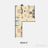 ЖК Престиж — 3-ком 89.4 м² (от 34,881,600 тг)