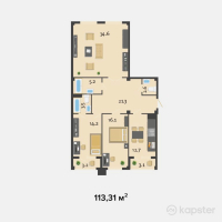 ЖК Престиж — 3-ком 113.3 м² (от 44,190,900 тг)