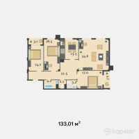 ЖК Престиж — 4-ком 133 м² (от 51,873,900 тг)