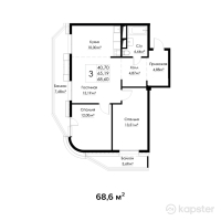 ЖК Latifa — 3-ком 68.6 м² (от 36,015,000 тг)