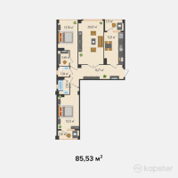 ЖК Modern City — 3-ком 85.5 м² (от 37,633,200 тг)