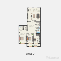 ЖК Khanzada — 3-ком 117.6 м² (от 55,262,600 тг)