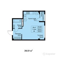 КД Esentai terrace — 1-ком 39.5 м² (от 38,127,150 тг)