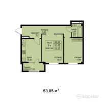 КД Esentai terrace — 2-ком 53.9 м² (от 51,965,250 тг)