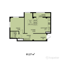 КД Esentai terrace — 2-ком 61.3 м² (от 59,125,550 тг)