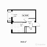 КД Chelsea Club House — 1-ком 34.6 м² (от 27,440,000 тг)