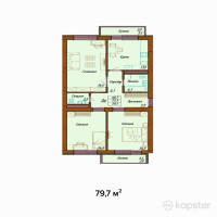 ЖК Asyl Tas — 3-ком 79.7 м² (от 27,895,000 тг)