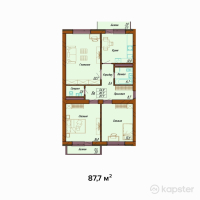 ЖК Asyl Tas — 3-ком 87.7 м² (от 30,695,000 тг)