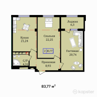 ЖК Туран — 2-ком 83,8 м² (null)