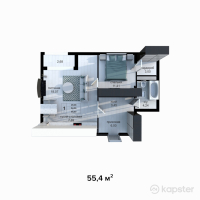 ЖК Grand Avenue 2 — 1-ком 55.4 м² (от 13,960,800 тг)