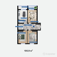 ЖК Aq Qala — 3-ком 100.9 м² (от 16,648,500 тг)