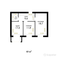 ЖК Lumiere — 2-ком 61 м² (от 20 130 000 тг)