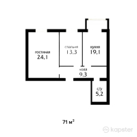 ЖК Lumiere — 2-ком 71 м² (от 23 430 000 тг)