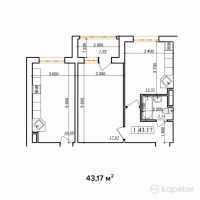 ЖК Sultan — 1-ком 43.2 м² (от 11,958,300 тг)