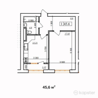 ЖК Sultan — 1-ком 45.6 м² (от 12,631,300 тг)