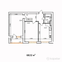 ЖК Sultan — 2-ком 68.1 м² (от 18,869,400 тг)