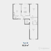 ЖК Hayat Apartments — 3-ком 92,9 м² (от 39 947 000 тг)
