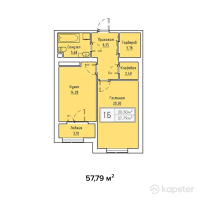 ЖК Кыран — 1-ком 57.8 м² (от 12,713,800 тг)