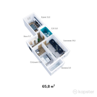 ЖК Шахар Plaza — 2-ком 65.8 м² (от 15,134,000 тг)