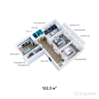 ЖК Шахар Plaza — 3-ком 122.3 м² (от 28,129,000 тг)