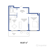 ЖК Aqualina Resort — 2-ком 60.9 м² (от 35,000,250 тг)