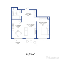 ЖК Aqualina Resort — 2-ком 61.3 м² (от 35,264,750 тг)