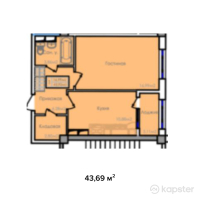 ЖК B-Group Plaza — 1-ком 43.7 м² (от 13,980,800 тг)