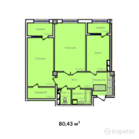 ЖК B-Group Plaza — 2-ком 80.4 м² (от 25,737,600 тг)