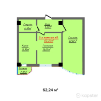 ЖК White House Residence — 2-ком 62.2 м² (от 23,651,300 тг)