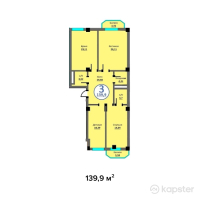 ЖК White House Residence — 3-ком 139.9 м² (от 53,162,000 тг)