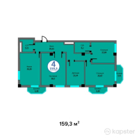 ЖК White House Residence — 4-ком 159.3 м² (от 60,534,000 тг)