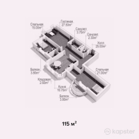 ЖК Алтын Уя — 3-ком 115 м² (от 32,200,000 тг)