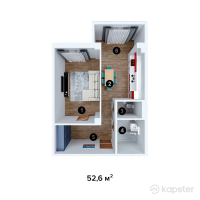 ЖК Мансур — 1-ком 52.6 м² (от 12,624,000 тг)