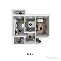 ЖК Мансур — 2-ком 71.4 м² (от 17,136,000 тг)