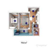 ЖК Мансур — 2-ком 75.6 м² (от 18,144,000 тг)