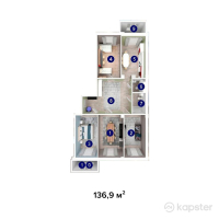 ЖК Мансур — 4-ком 136.9 м² (от 32,856,000 тг)