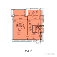 ЖК Берекели — 1-ком 44.8 м² (от 7,168,000 тг)