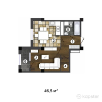 ЖК Капитал — 1-ком 46.5 м² (от 11,857,500 тг)