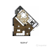 ЖК Капитал — 1-ком 52.5 м² (от 13,390,200 тг)