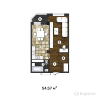 ЖК Капитал — 1-ком 54.6 м² (от 13,915,500 тг)