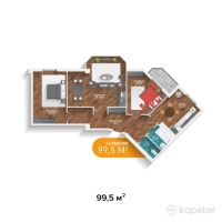 ЖК Sherqala — 3-ком 99.5 м² (от 31,840,000 тг)