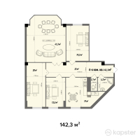 ЖК Sherqala — 4-ком 142.3 м² (от 45,536,000 тг)