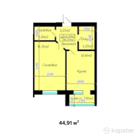 ЖК Раяна 2 — 1-ком 44.9 м² (от 12,125,800 тг)