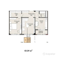 ЖК Premier — 2-ком 61.9 м² (от 23,525,800 тг)