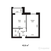 ЖК Baq Sarai — 1-ком 42.6 м² (от 10,224,000 тг)