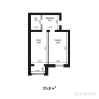 ЖК Baq Sarai — 1-ком 55.8 м² (от 13,392,000 тг)